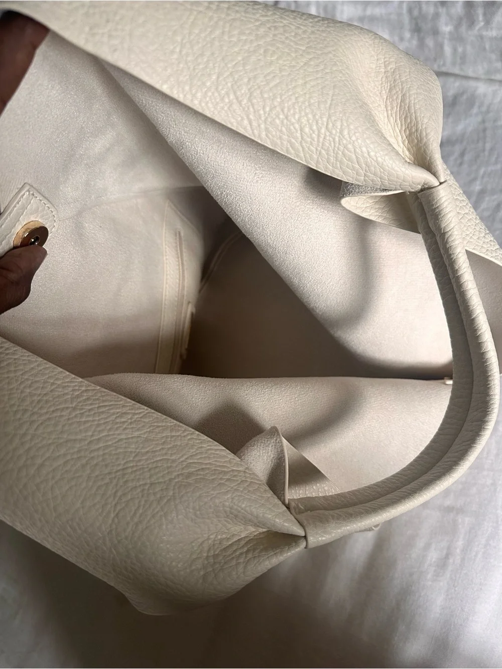 Cream Leather Hobo Bag - Unbranded